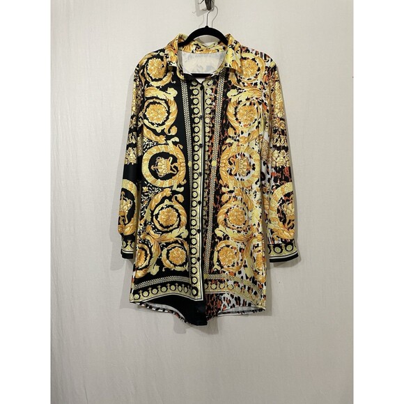 Vercace Style Long Button Tunic Women’s M - Picture 1 of 7